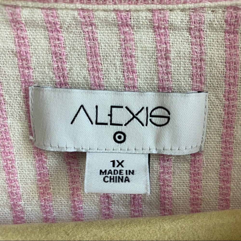 Alexis + Target Striped short sleeve linen tulip sleeve shirt dress size 1x - Picture 8 of 9